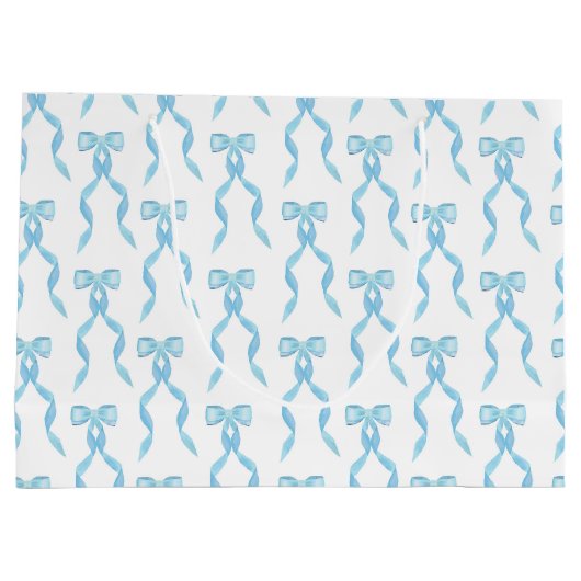Fancy Waterverf Blue Bow Pattern Groot Cadeauzakje (Achterkant)
