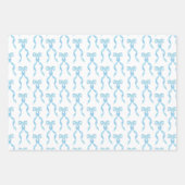Fancy Waterverf Blue Bow Pattern Inpakpapier Vel (Voorkant 3)