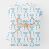 Fancy Waterverf Blue Bow Pattern Inpakpapier Vel (In situ)