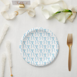 Fancy Waterverf Blue Bow Pattern Papieren Bordje