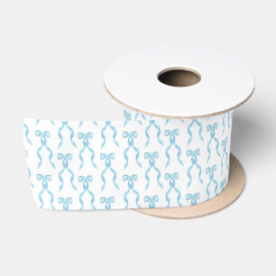 Fancy Waterverf Blue Bow Pattern Satijnen Lint