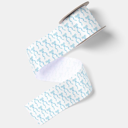 Fancy Waterverf Blue Bow Pattern Satijnen Lint (Achterkant)