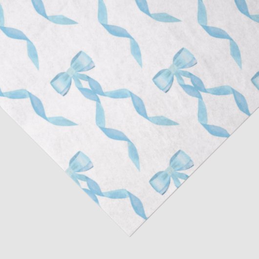 Fancy Waterverf Blue Bow Pattern Tissuepapier (Detail)