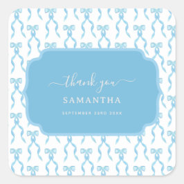 Fancy Waterverf Blue Bow Pattern Vierkante Sticker