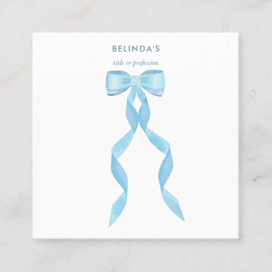 Fancy Waterverf Blue Bow QR Code Social Media Vierkante Visitekaartje (Voorkant)