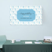 Fancy Waterverf Blue Bow Verjaardag Spandoek (Beurs)