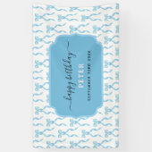 Fancy Waterverf Blue Bow Verjaardag Spandoek (Verticaal)