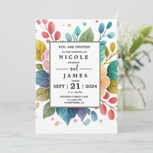 Fancy Waterverf Floral Kaart (Staand voorkant)