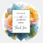 Fancy Waterverf Floral Ronde Sticker (Voorkant)