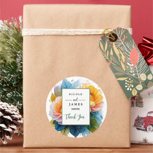 Fancy Waterverf Floral Ronde Sticker (Feestdagen)