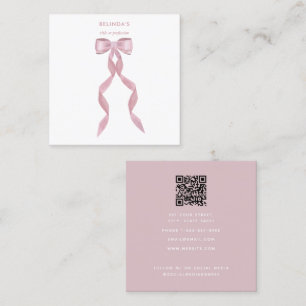 Fancy Waterverf Pink Bow QR Code Social Media Vierkante Visitekaartje
