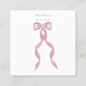 Fancy Waterverf Pink Bow QR Code Social Media Vierkante Visitekaartje (Voorkant)