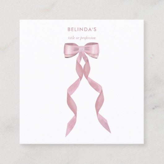 Fancy Waterverf Pink Bow QR Code Social Media Vierkante Visitekaartje (Voorkant)