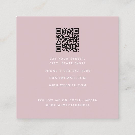 Fancy Waterverf Pink Bow QR Code Social Media Vierkante Visitekaartje (Achterkant)