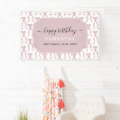 Fancy Waterverf Pink Bow verjaardagsfeestje Spandoek (Insitu)