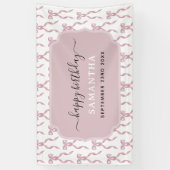 Fancy Waterverf Pink Bow verjaardagsfeestje Spandoek (Verticaal)