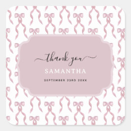 Fancy Waterverf Roze strikpatroon Vierkante Sticker