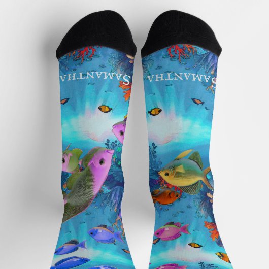 Fancy Waterverf Tropical Fish Crew Sokken (Top)