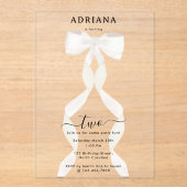 Fancy Waterverf White Bow Formal Birthday Acryl Uitnodigingen (Voorkant)