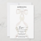 Fancy Waterverf White Bow Formal Birthday Kaart (Voorkant)