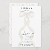 Fancy Waterverf White Bow Formal Birthday Kaart (Voorkant / Achterkant)