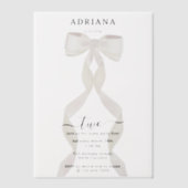 Fancy Waterverf White Bow Formal Birthday Vellum Uitnodigingen (Voorkant)