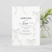 Fancy Waterverf White Bow Formal Kids Verjaardag Kaart (Staand voorkant)