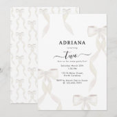 Fancy Waterverf White Bow Formal Kids Verjaardag Kaart (Voorkant / Achterkant)