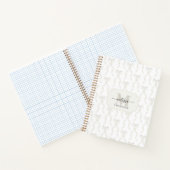 Fancy Waterverf White Bow Monogrammed Wedding Notitieboek (Binnen)