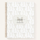 Fancy Waterverf White Bow Monogrammed Wedding Notitieboek (Voorkant)