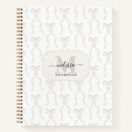 Fancy Waterverf White Bow Monogrammed Wedding Notitieboek