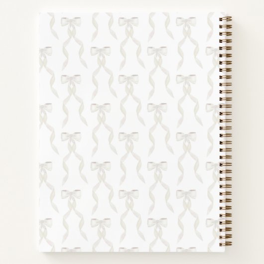 Fancy Waterverf White Bow Monogrammed Wedding Notitieboek (Achterkant)
