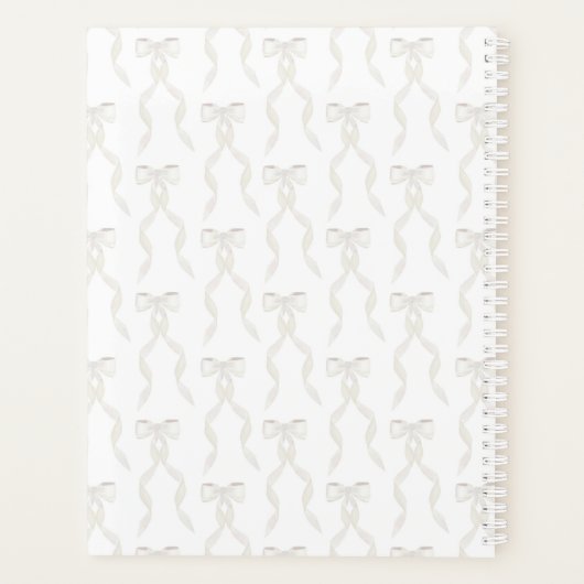 Fancy Waterverf White Bow Monogrammed Wedding Planner (Achterkant)