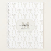 Fancy Waterverf White Bow Monogrammed Wedding Planner (Voorkant)