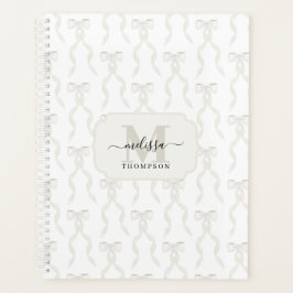 Fancy Waterverf White Bow Monogrammed Wedding Planner