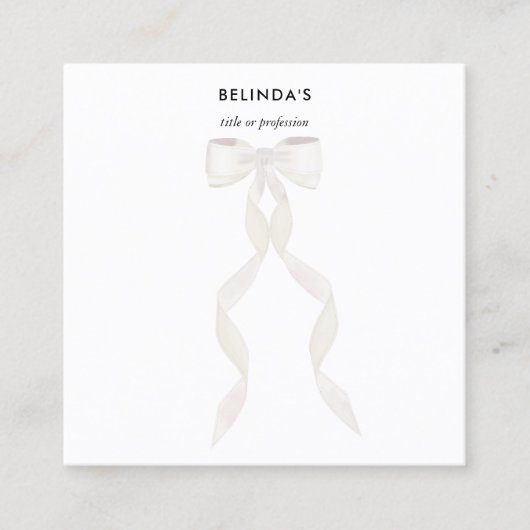 Fancy Waterverf White Bow QR Code Social Media Vierkante Visitekaartje (Voorkant)