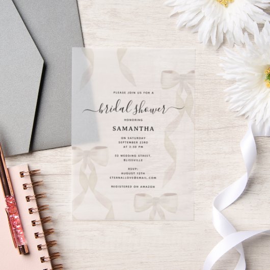 Fancy Waterverf witte boog formeel Vrijgezellenfee Vellum Uitnodigingen (Huwelijk)