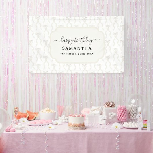 Fancy Waterverf Witte Boog Verjaardag Spandoek (Feest)