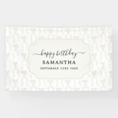 Fancy Waterverf Witte Boog Verjaardag Spandoek (Horizontaal)