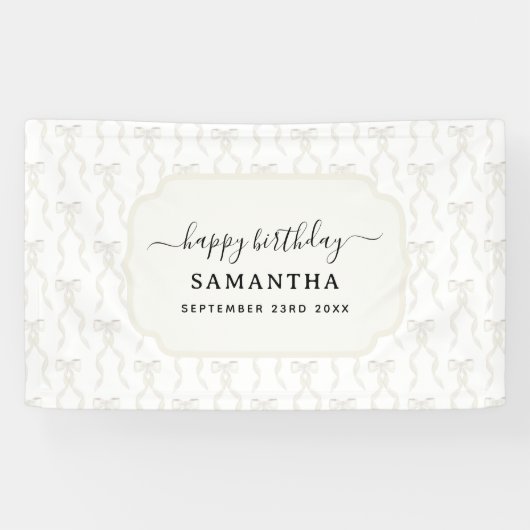 Fancy Waterverf Witte Boog Verjaardag Spandoek (Horizontaal)