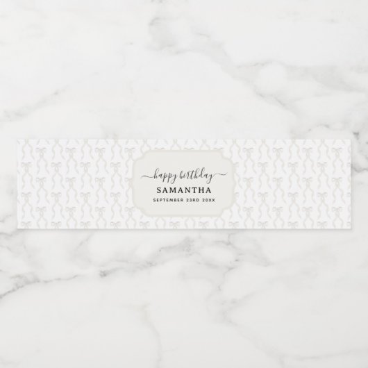 Fancy Waterverf Witte Boog Verjaardag Waterfles Etiket (Enkel label)