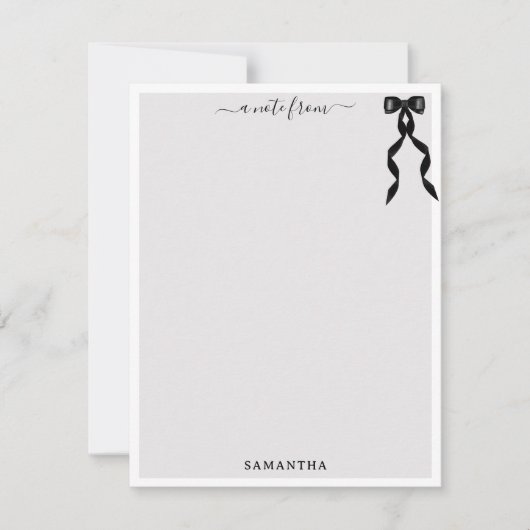 Fancy Waterverf zwarte boog gepersonaliseerd Notitiekaartje (Voorkant)