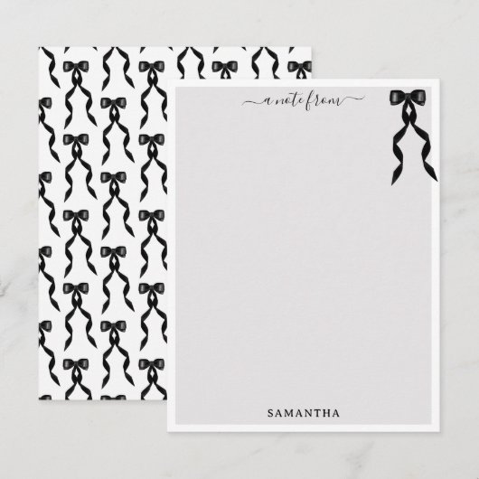 Fancy Waterverf zwarte boog gepersonaliseerd Notitiekaartje (Voorkant / Achterkant)