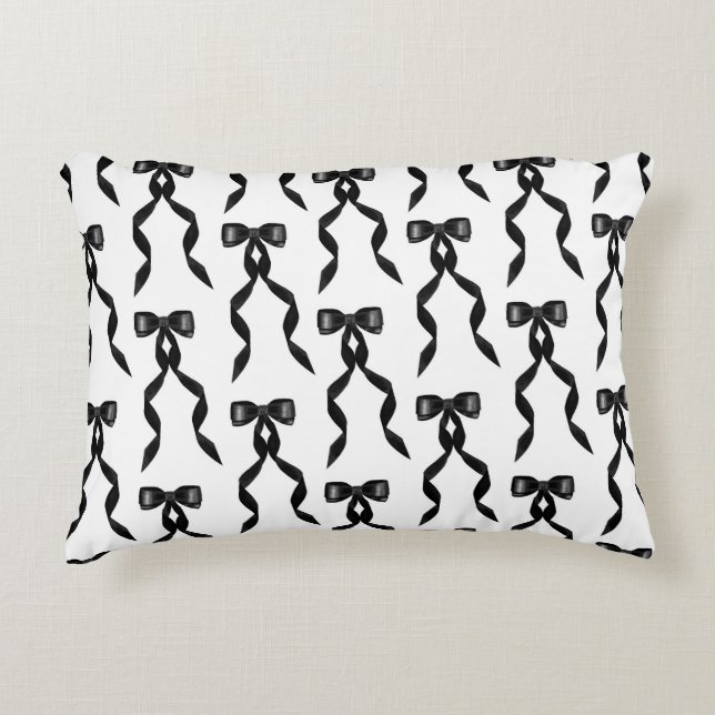 Fancy Waterverf Zwarte boog Patroon Accent Kussen (Voorkant)