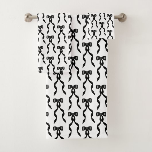 Fancy Waterverf Zwarte boog Patroon Bad Handdoek (Insitu)