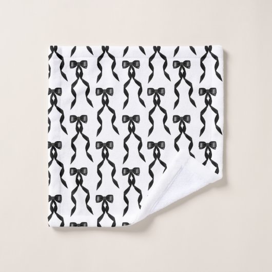 Fancy Waterverf Zwarte boog Patroon Bad Handdoek (Wasdoekje)