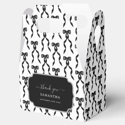Fancy Waterverf Zwarte boog Patroon Bedankdoosjes (Geopend)