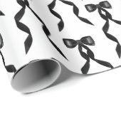 Fancy Waterverf Zwarte boog Patroon Cadeaupapier (Rol Hoek)