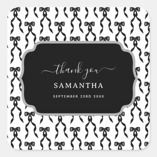 Fancy Waterverf Zwarte boog Patroon Vierkante Sticker (Voorkant)
