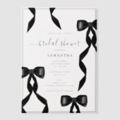 Fancy Waterverf Zwarte Strik Formele Bruids Shower Vellum Uitnodigingen (Voorkant)